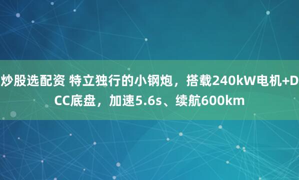 炒股选配资 特立独行的小钢炮，搭载240kW电机+DCC底盘，加速5.6s、续航600km